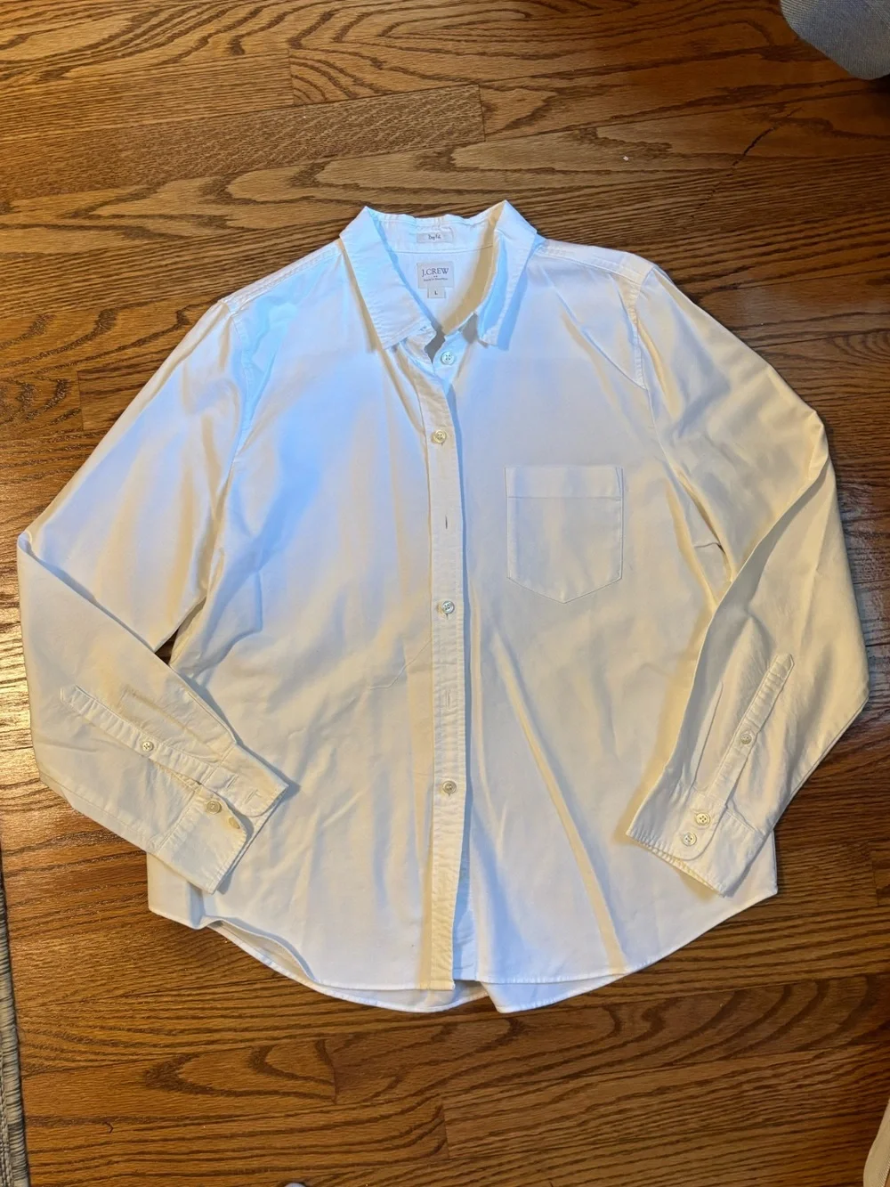 J.Crew Boy Fit White Button Front Oxford Shirt 100% Cotton Size Large